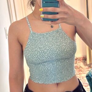 Hollister Mint Blue Smocked Crop Top – XS (Fits S Too) Adjustable Straps